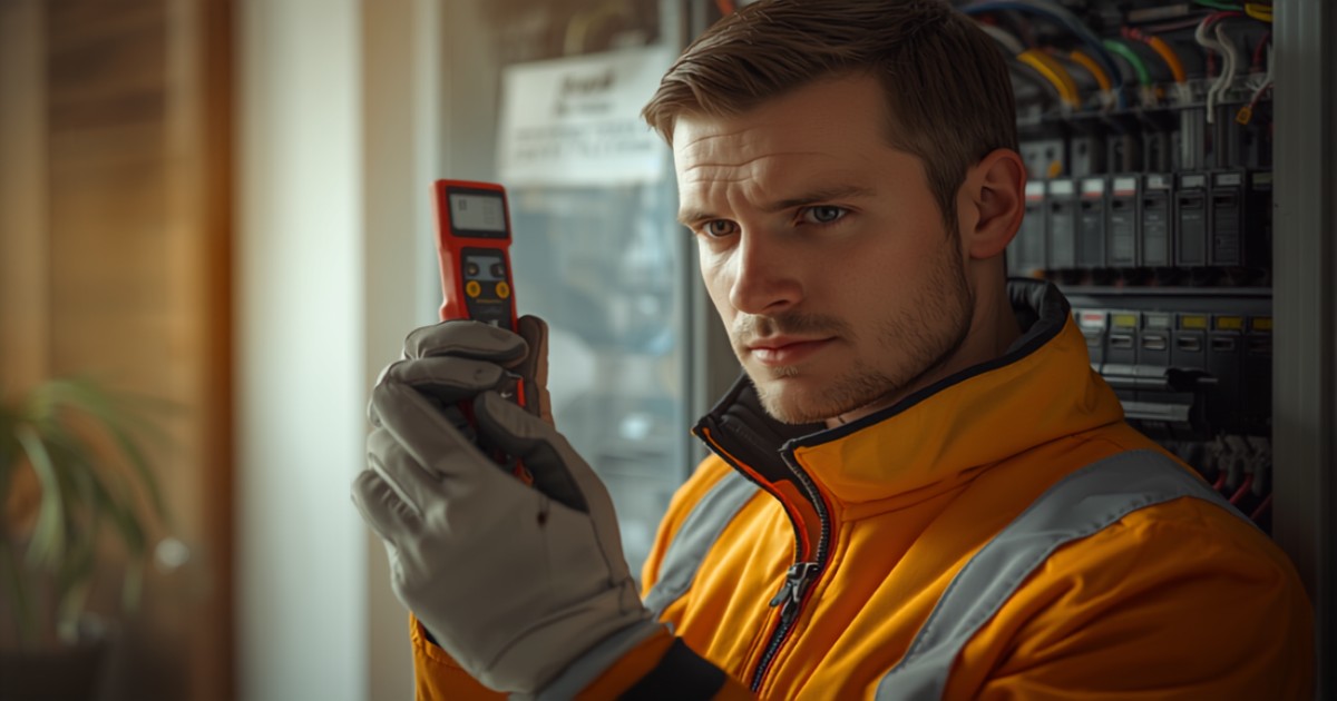 Electrician autorizat ANRE verificând instalația electrică — SEO local pentru electricieni