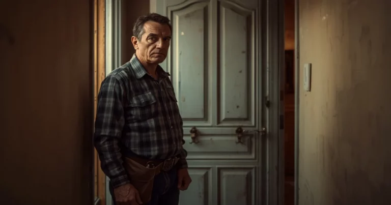 Meseriaș cu centură de scule sosind la clientă acasă — SEO local pentru meseriași